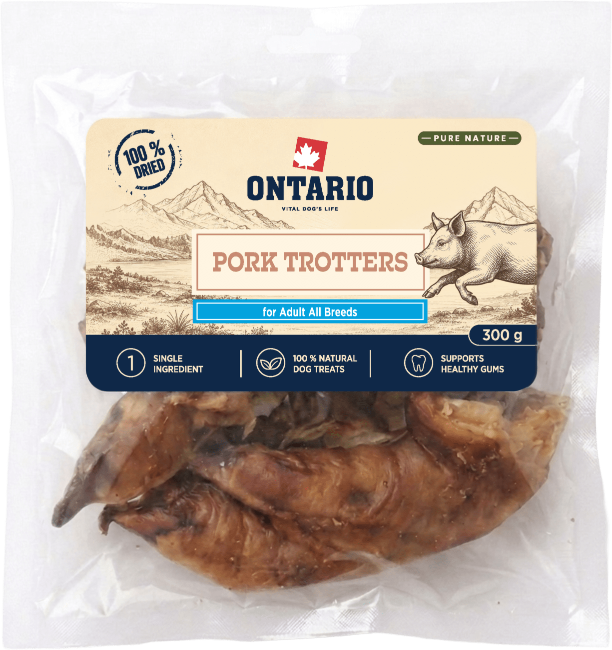 Sušené vepřové pacičky Ontario Pure Nature 300 g