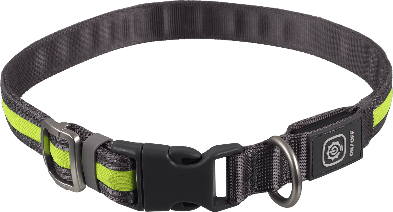 Svítící USB LED obojek Dog Fantasy S-M zelený