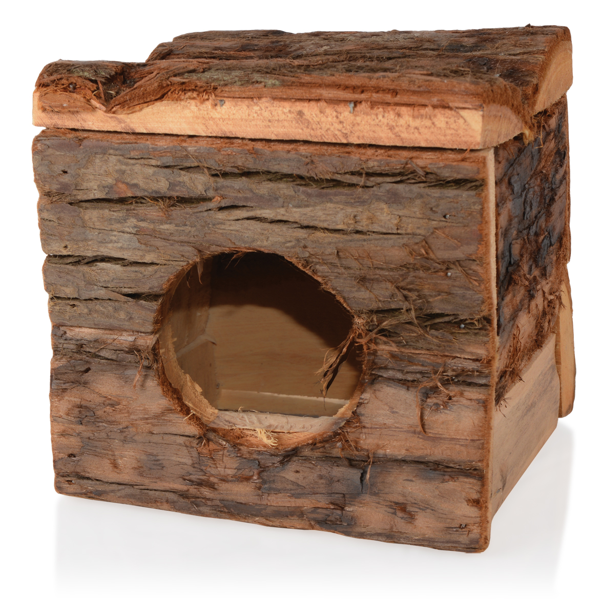 TOMMI Dřevěný domeček s kúrou velký pro hlodavce 15 x 15 x 15 cm