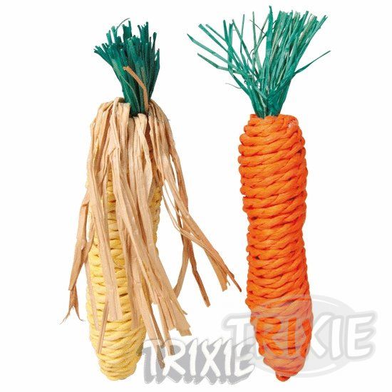 Trixie Sisalová mrkvička a kukuřice pro hlodavce 15 cm (2 ks)