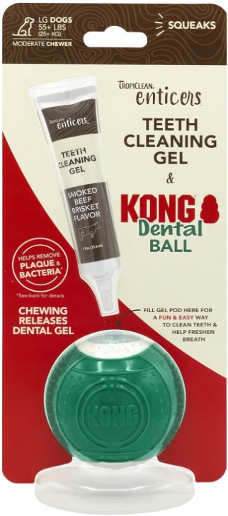 Tropiclean Enticers čistící gel na zuby pro psy s míčkem Kong L