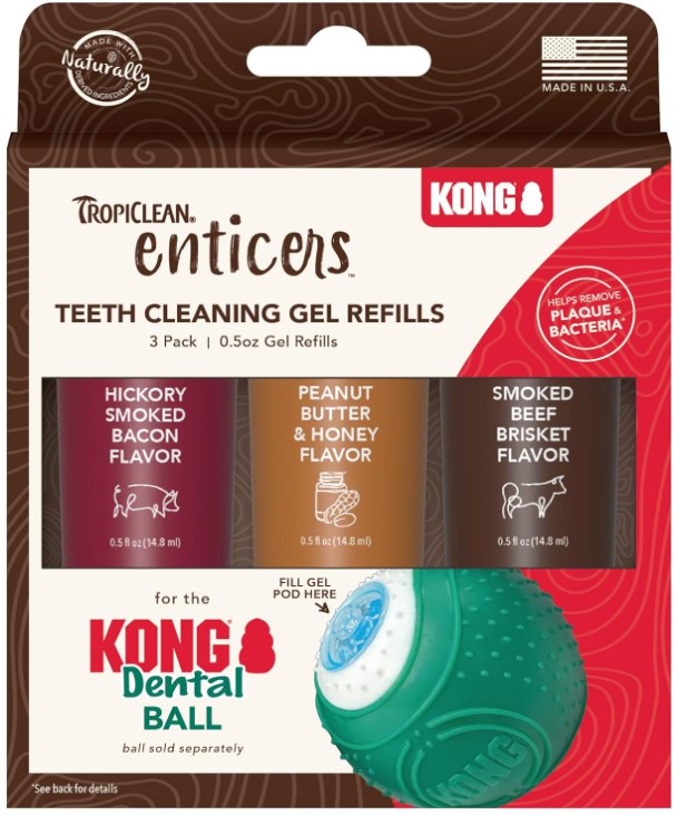 TropiClean Enticers čistící gel na zuby pro psy se 3 příchutěmi
