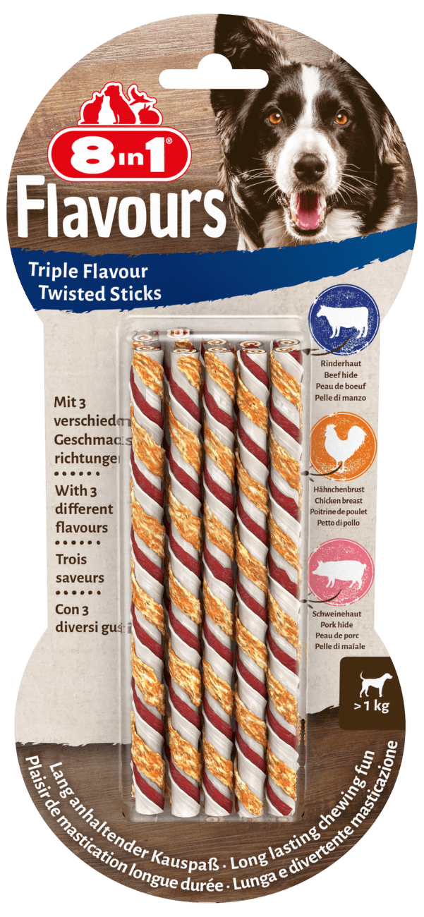 Tyčinka kroucená žvýkací 8in1 Triple Flavour 10ks
