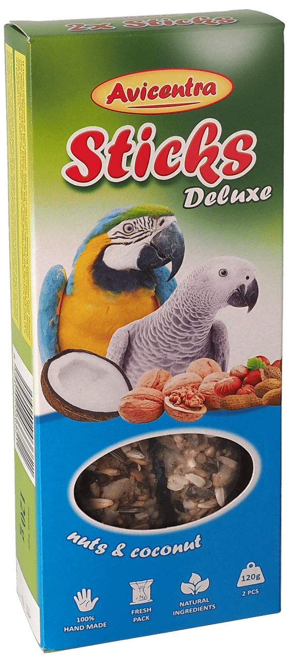 Tyčinky AVICENTRA ořechové pro velké papoušky 2ks