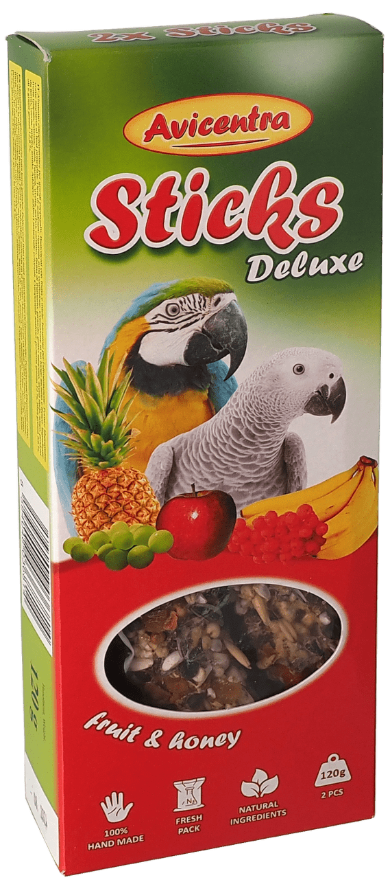 Tyčinky AVICENTRA ovocné pro velké papoušky 2ks