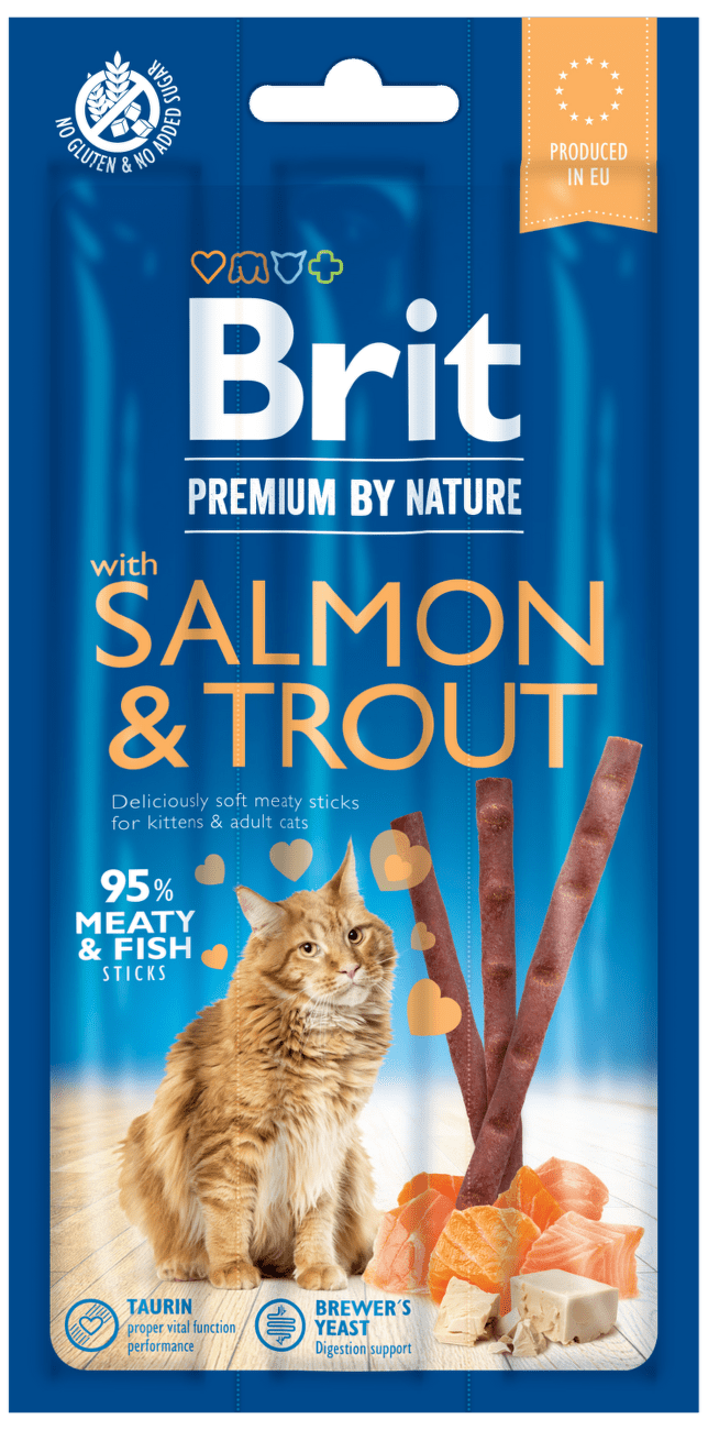 Tyčinky Brit Premium by Nature Cat Sticks with Salmon & Trout 3ks