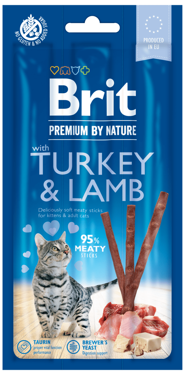 Tyčinky Brit Premium by Nature Cat Sticks with Turkey & Lamb 3ks