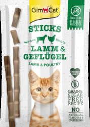 Tyčinky GimCat Sticks jehněčí + drůbeží 4 ks