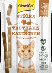 Tyčinky GimCat Sticks krocan + králík 4 ks
