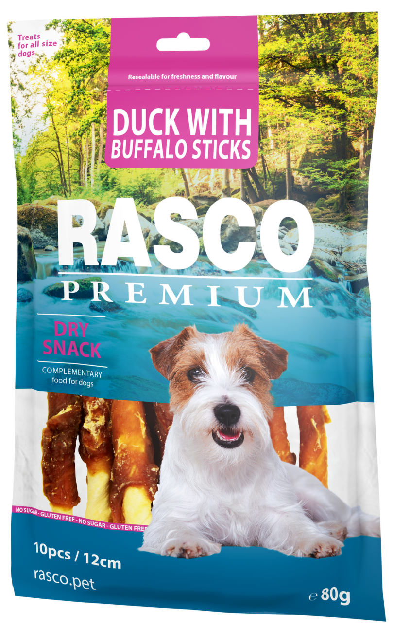 Tyčinky Rasco Premium bůvolí s kachním masem 80g