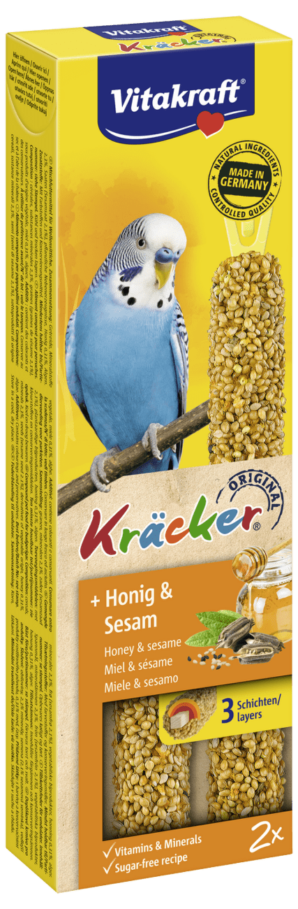 Tyčinky Vitakraft Kracker andulka med a sezam 2ks