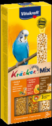 Tyčinky Vitakraft Kracker Trio Mix med, pomeranč a popkorn 3ks