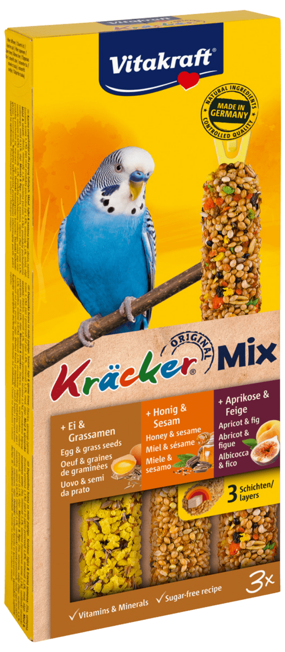 Tyčinky Vitakraft Kracker Trio Mix vejce, med a meruňka 3ks