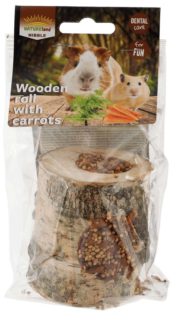 Váleček Nature Land Nibble s mrkví dřevěný 150g