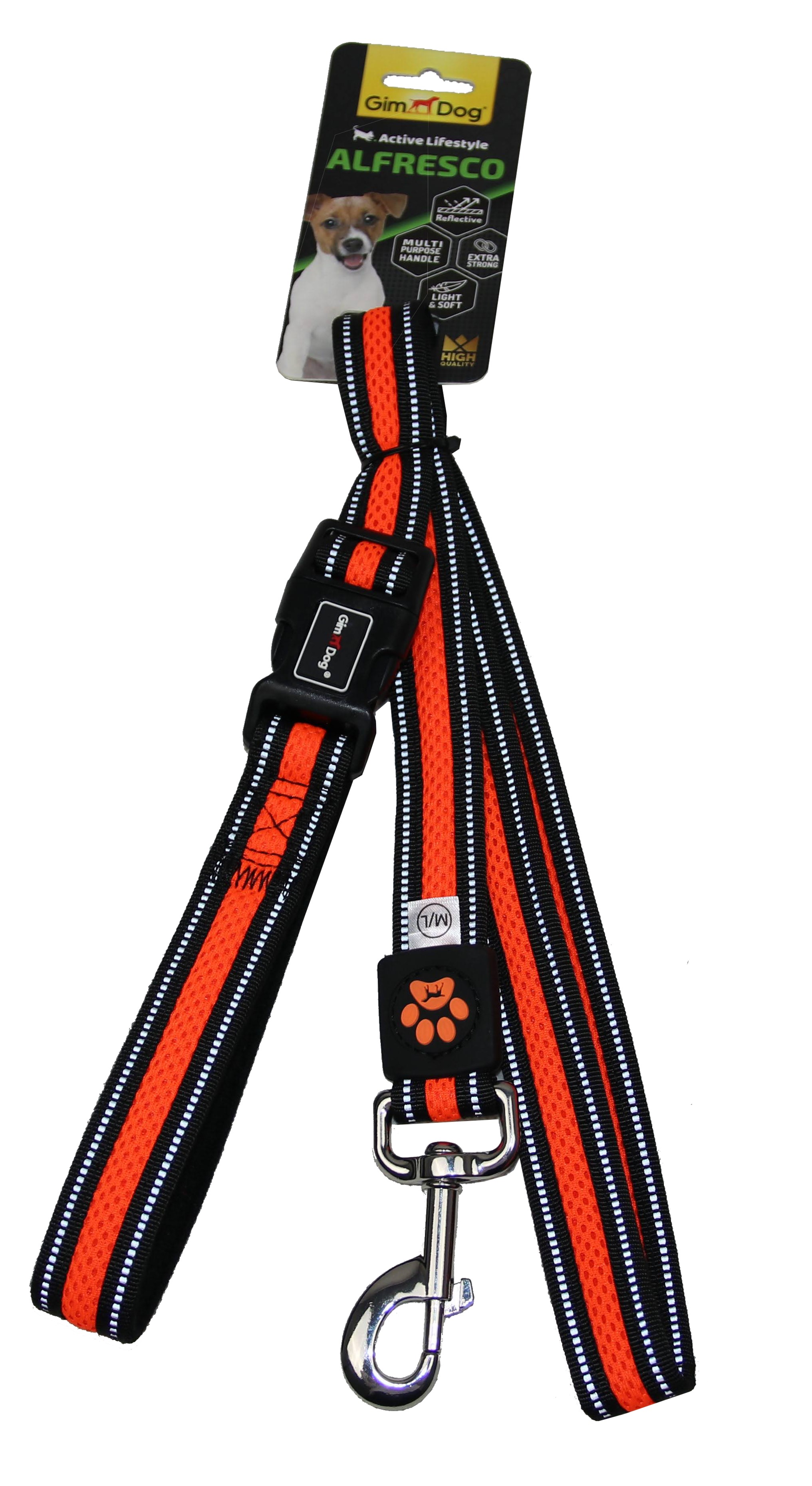 Vodítko GimBorn Mesh 2,5 x 120 cm oranžové