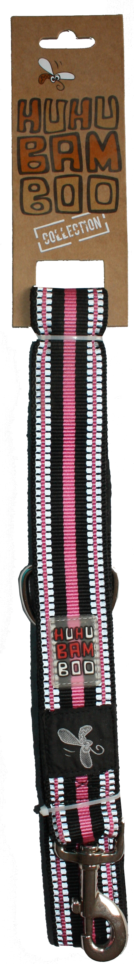Vodítko Huhubamboo nylon + reflexní purpurové 3,8 x 70 cm