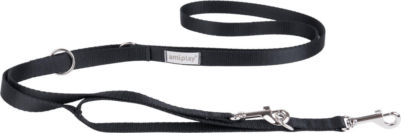 Vodítko pro psy Amiplay Samba 7v1 nastavitelné černé M 100–200 cm × 2 cm