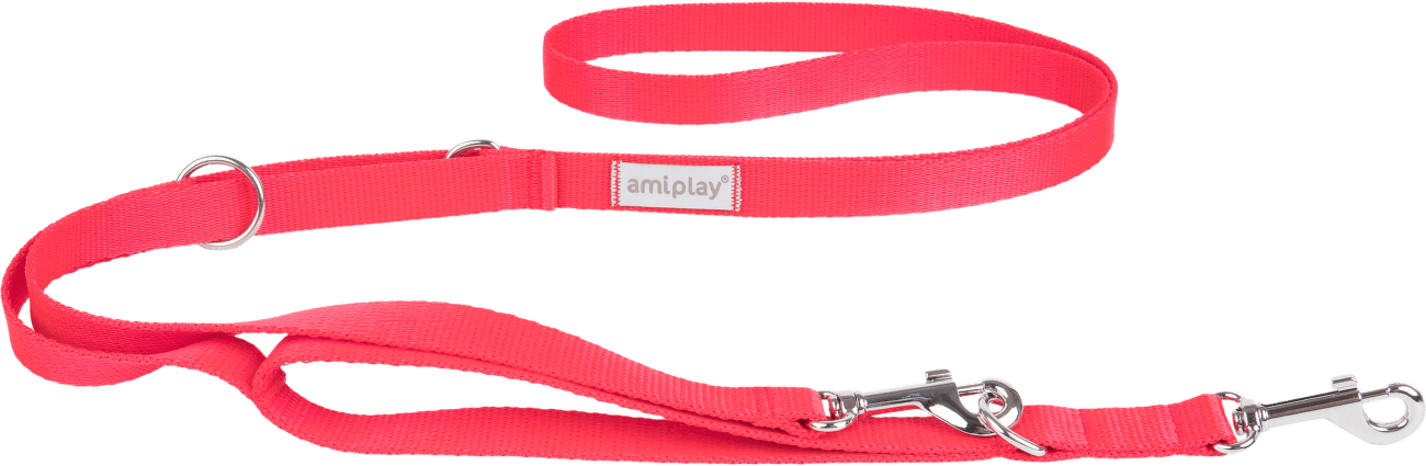Vodítko pro psy Amiplay Samba 7v1 nastavitelné červené S 100–200 cm × 1,5 cm