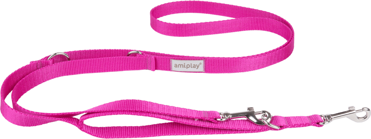 Vodítko pro psy Amiplay Samba 7v1 nastavitelné růžové L 100–200 cm × 2,5 cm