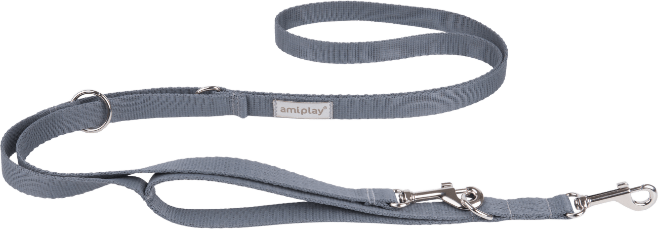 Vodítko pro psy Amiplay Samba 7v1 nastavitelné šedé L 100–200 cm × 2,5 cm
