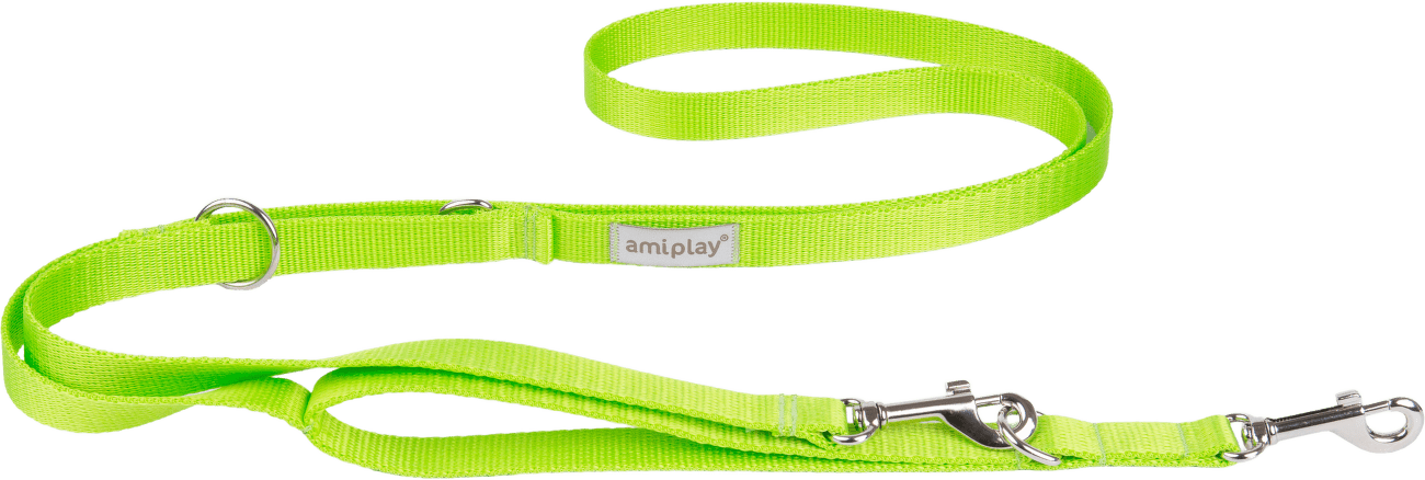 Vodítko pro psy Amiplay Samba 7v1 nastavitelné zelené S 100–200 cm × 1,5 cm