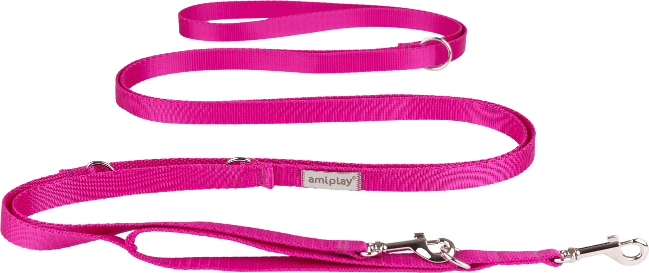 Vodítko pro psy Amiplay Samba 8v1 nastavitelné růžové XL 200–400 cm × 2,5 cm