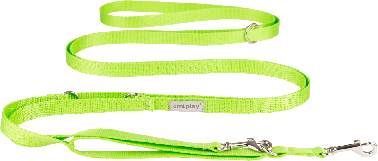 Vodítko pro psy Amiplay Samba 8v1 nastavitelné zelené M 200–400 cm × 2 cm