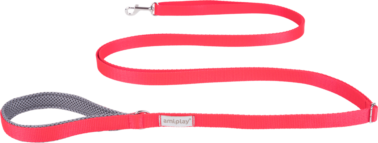 Vodítko pro psy Amiplay Samba Easy Fix nastavitelné červené S 160–300 cm × 1,5 cm