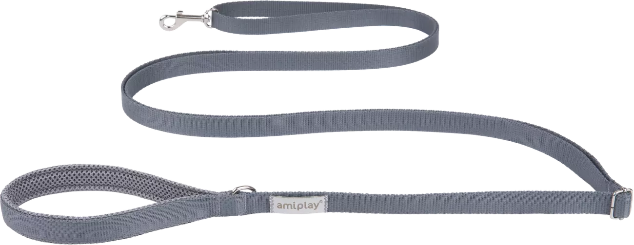 Vodítko pro psy Amiplay Samba Easy Fix nastavitelné šedé L 160–300 cm × 2,5 cm