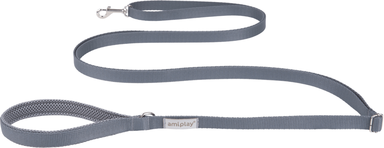 Vodítko pro psy Amiplay Samba Easy Fix nastavitelné šedé M 160–300 cm × 2 cm