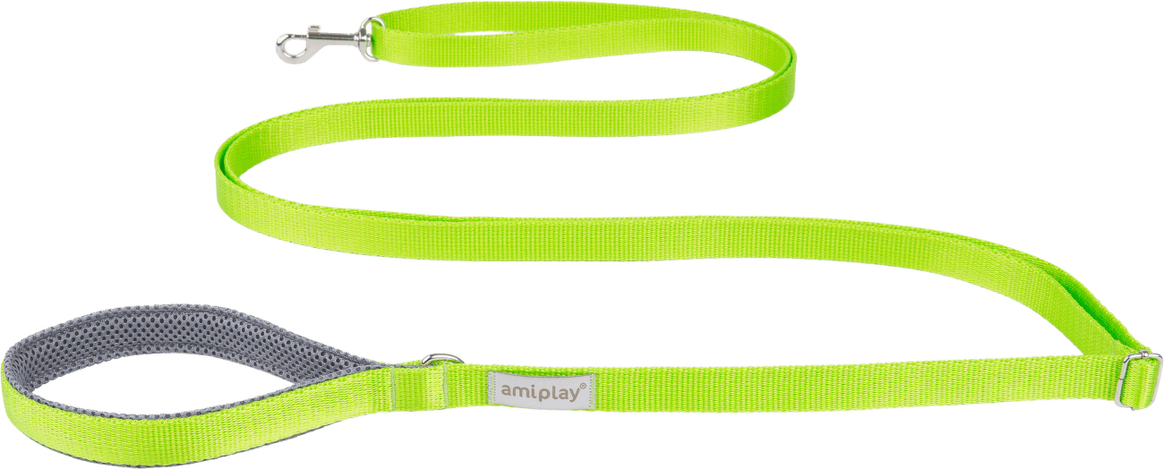 Vodítko pro psy Amiplay Samba Easy Fix nastavitelné zelené S 160–300 cm × 1,5 cm