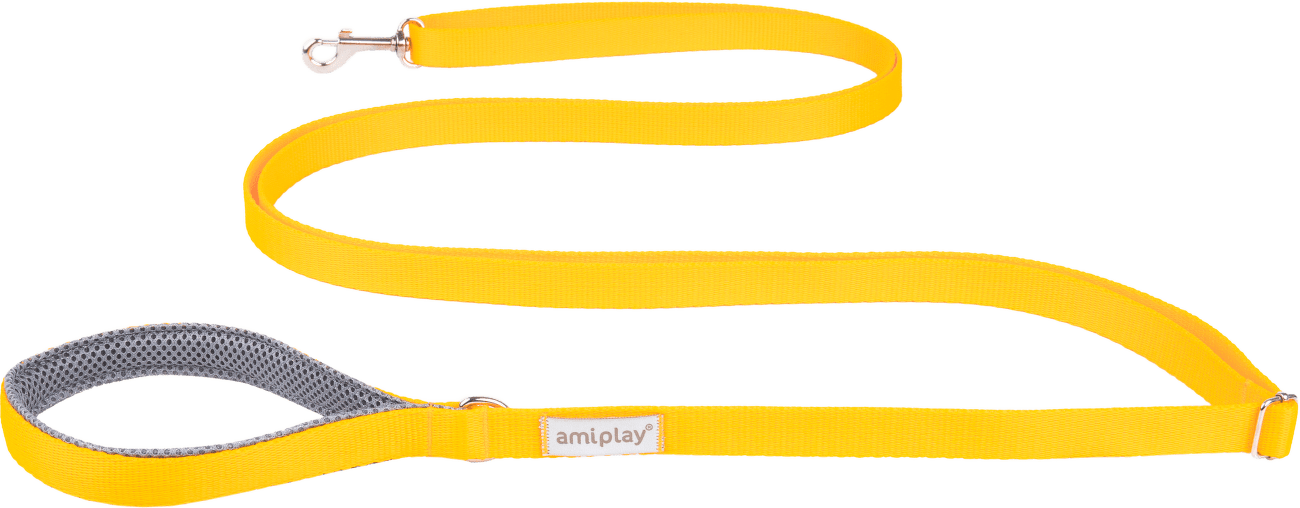 Vodítko pro psy Amiplay Samba Easy Fix nastavitelné žluté S 160–300 cm × 1,5 cm