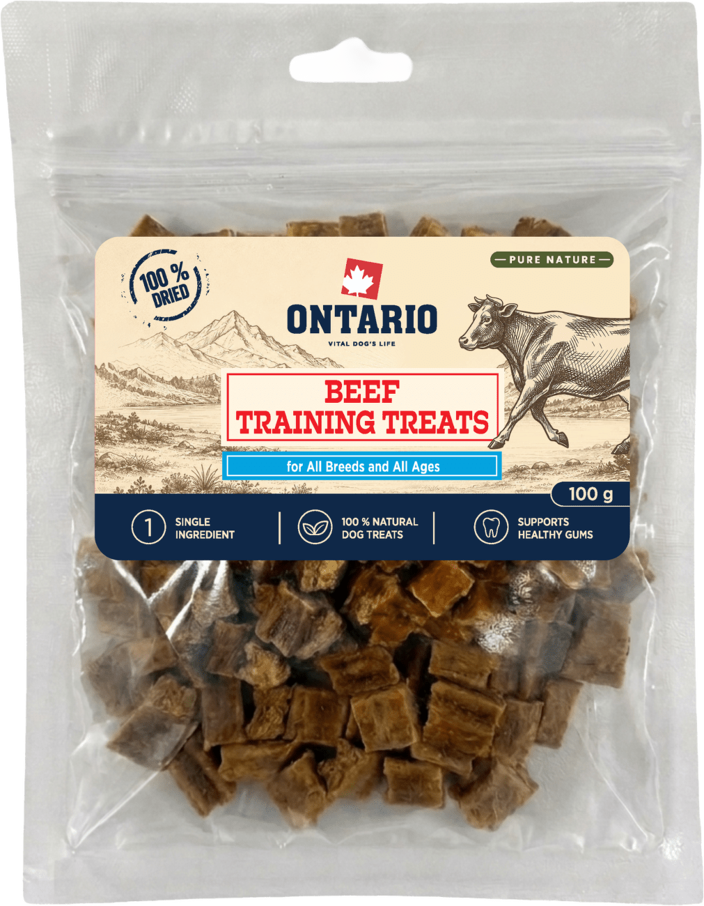 Výcvikové pamlsky Ontario Pure Nature hovězí 100 g