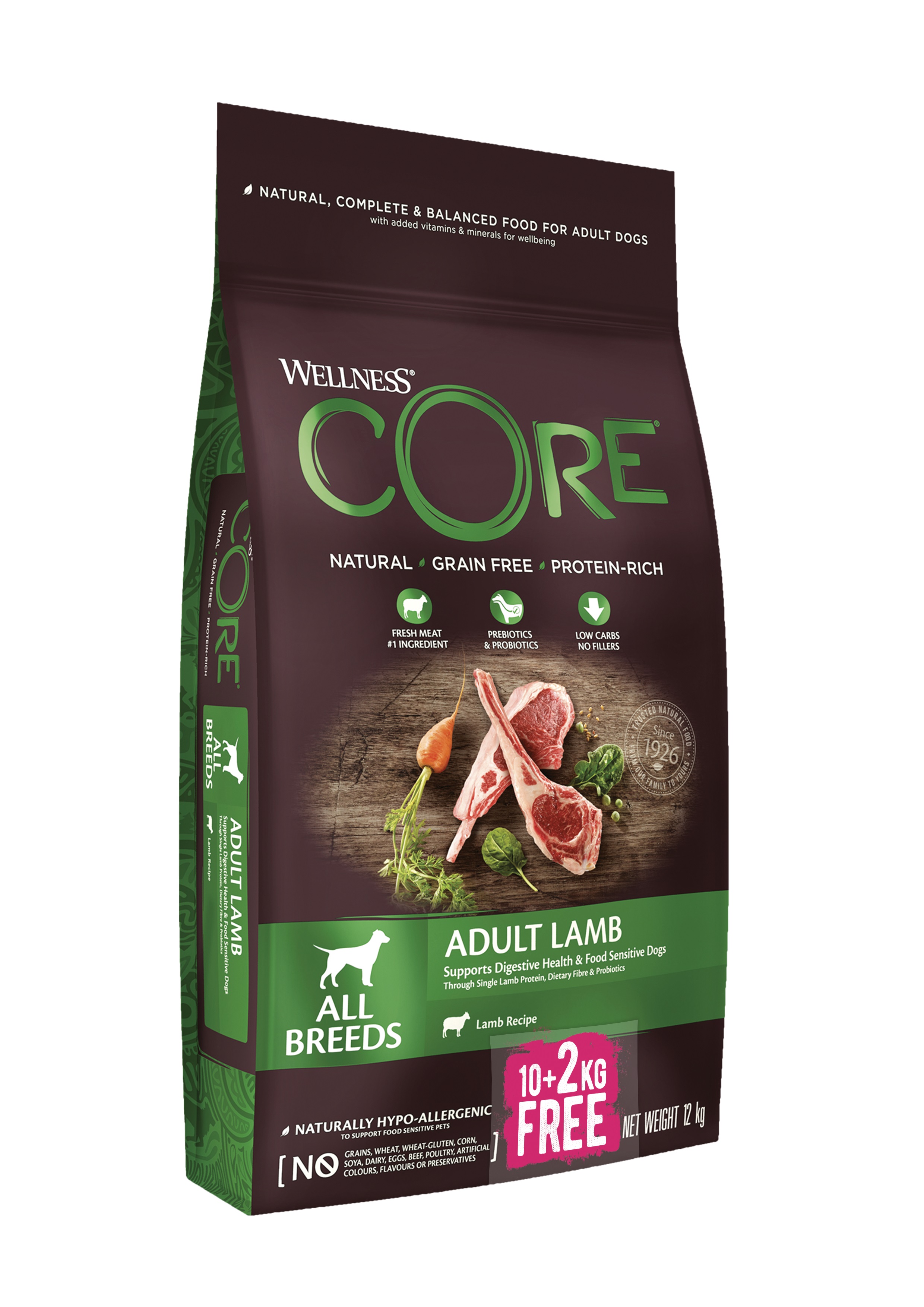 Wellness Core Dog jehněčí 10 + 2 kg