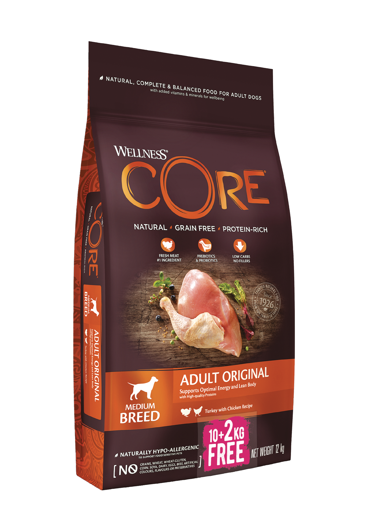 Wellness Core Dog Original krůta a kuře 10 + 2 kg