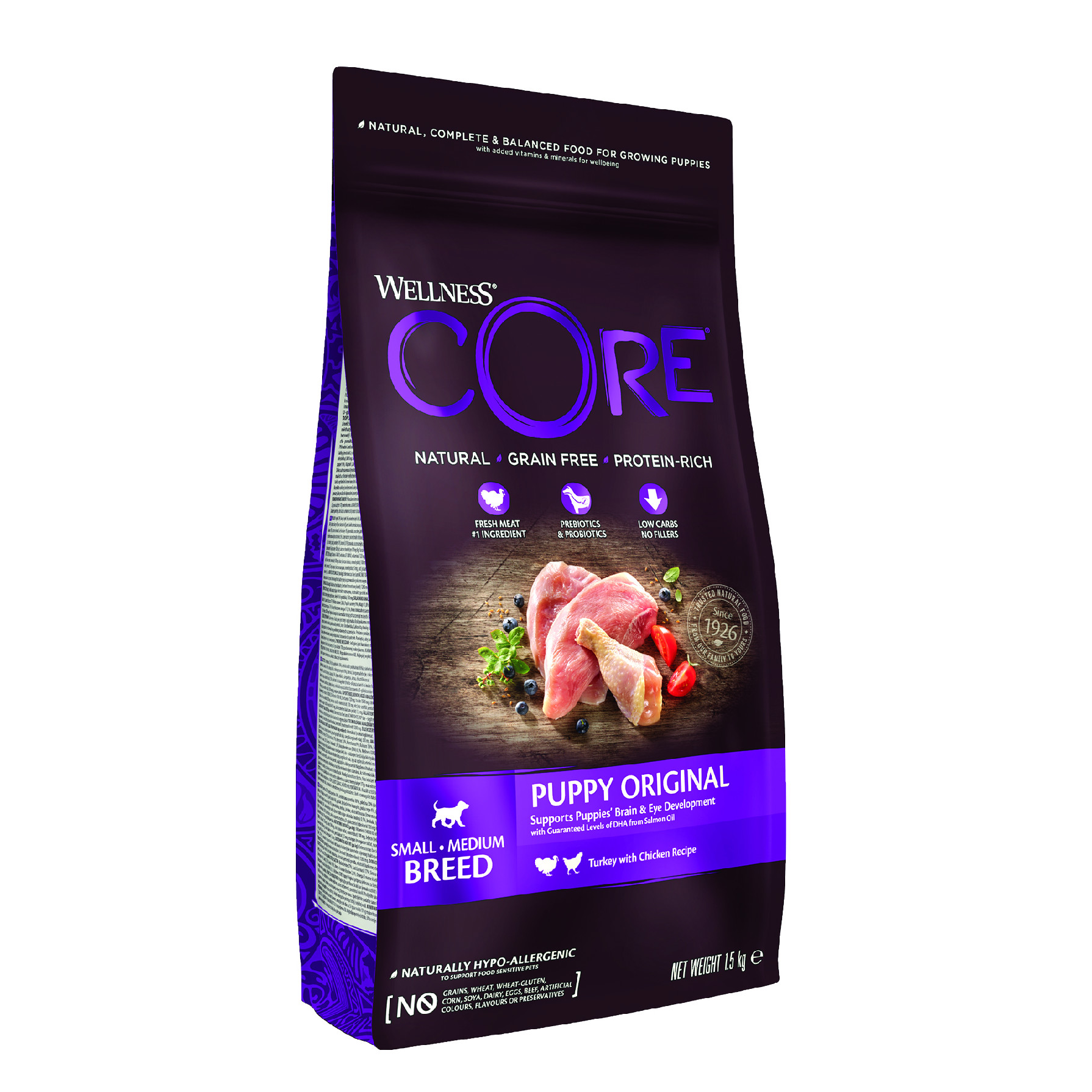 Wellness Core Puppy SB / SM krůta a kuře 1,5 kg