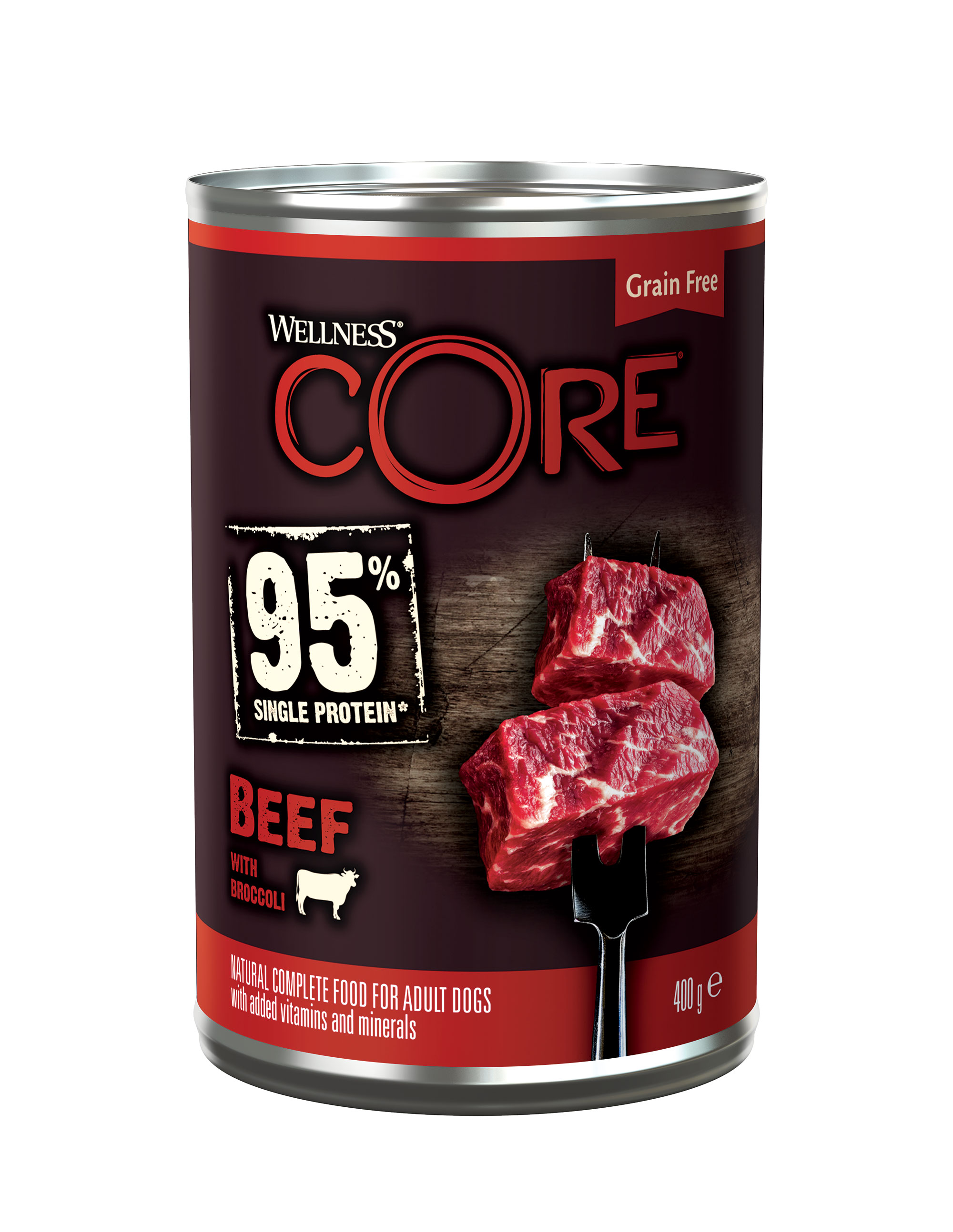 Wellness Core Wellness Dog konzerva 95 % hovězí s brokolicí 400 g