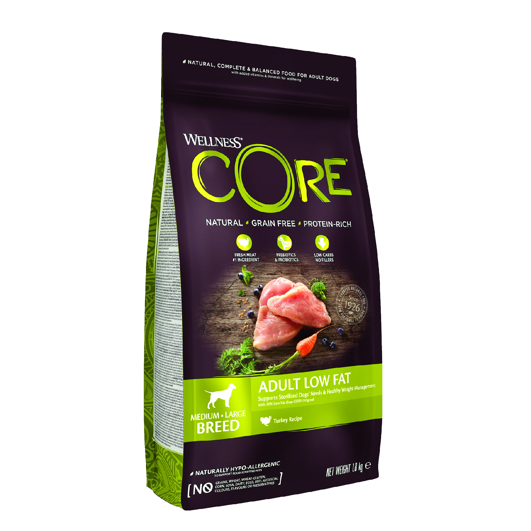 Wellness Core Wellness Dog Low Fat Adult Medium & Large krůta 1,8 kg