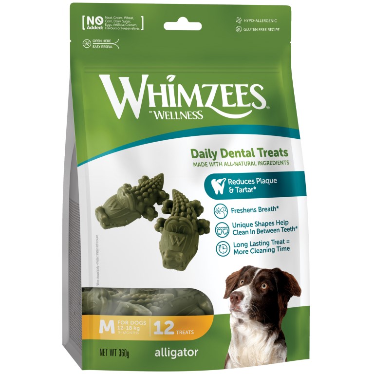 WHIMZEES Aligátor dentální pamlsek pro psy M (12-18 kg) 12 ks