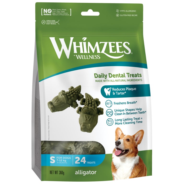 WHIMZEES Aligátor dentální pamlsek pro psy S (7-12 kg) 24 ks