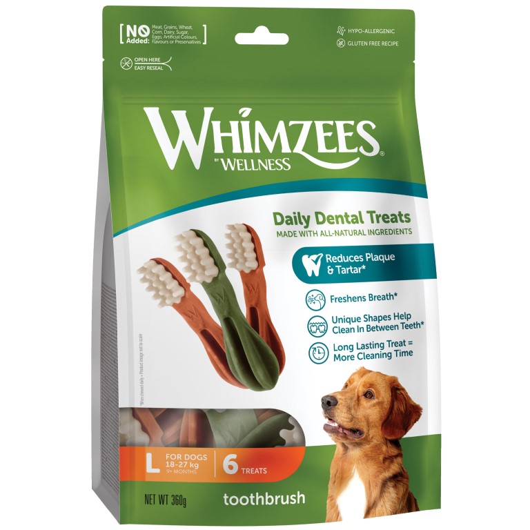 WHIMZEES Zubní kartáček dentální pamlsek pro psy L (18-27 kg) 6 ks
