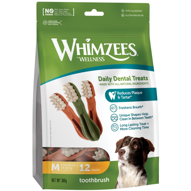WHIMZEES Zubní kartáček dentální pamlsek pro psy M (12-18 kg) 12 ks