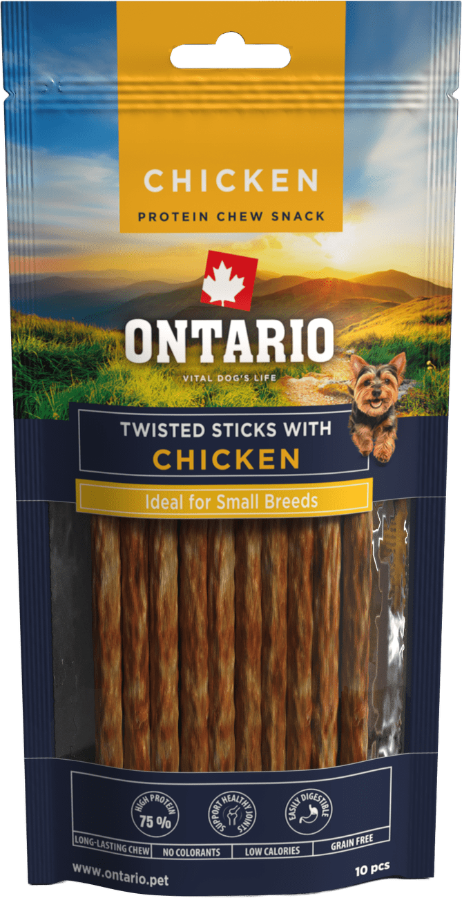Žvýkací pochoutka Ontario Protein točené tyčinky pro malá plemena kuřecí 12,7 cm 10 ks
