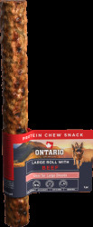 Žvýkací pochoutka Ontario Protein velká rolka pro velká plemena hovězí 25,4 cm